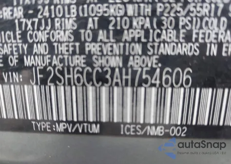 2010 Subaru Forester 2.5X Premium из США, поврежденный, VIN JF2SH6CC3AH754606